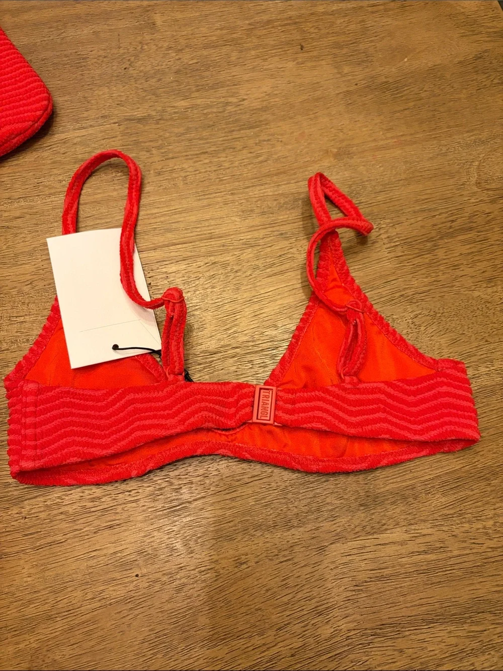 New Triangl MAIA - MATO RED TERRY TOWELLING SCOOP BIKINI SET